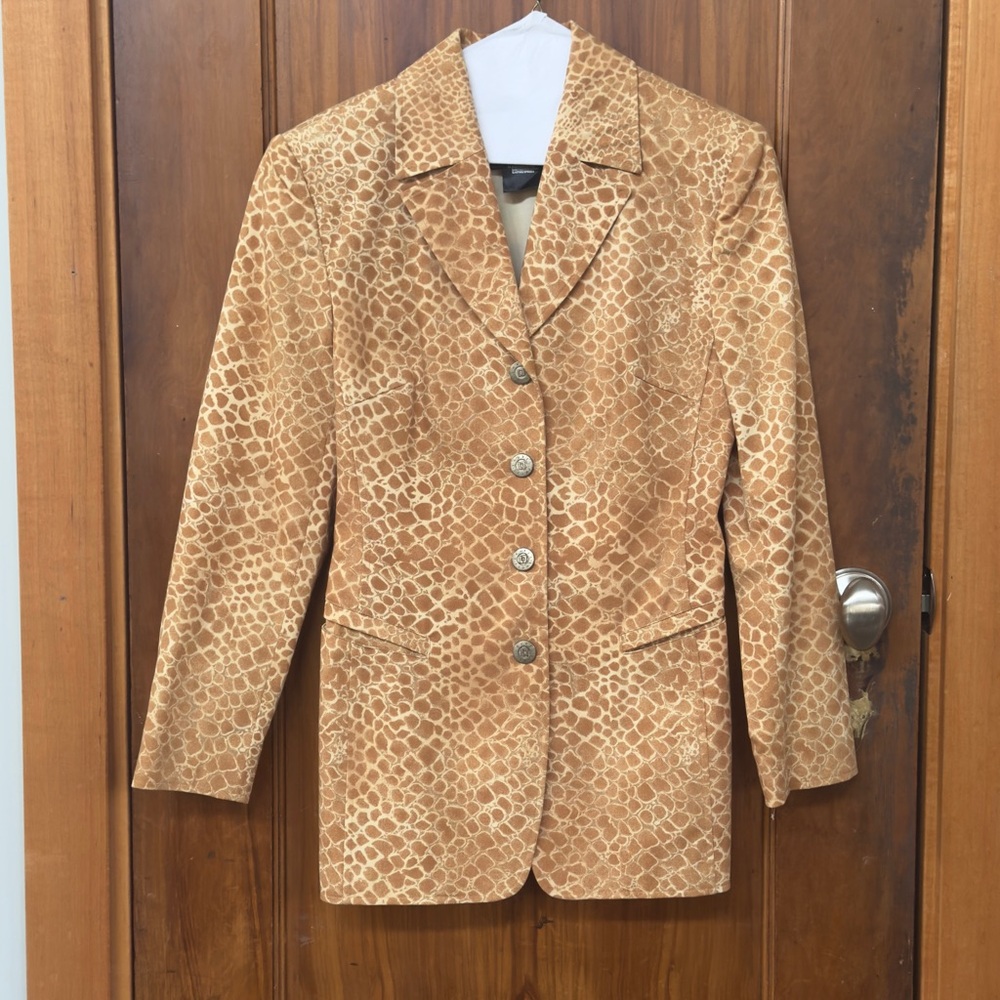 Laurel Jeans Blazer/long jacket Snakeskin Print & Hand painted graffiti Gold M